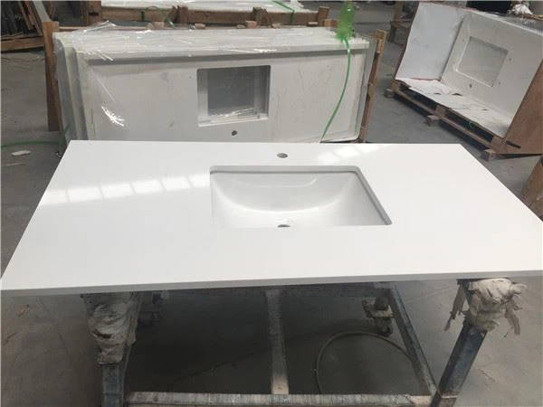 super white quartz slab vanity top